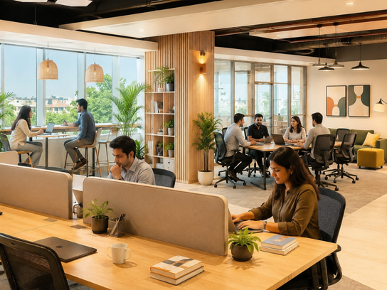 Corporate team working in a managed office space at Marathahalli Bengaluru